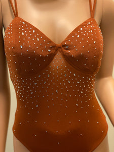 Rhinestone Bodysuit (Burnt Orange)